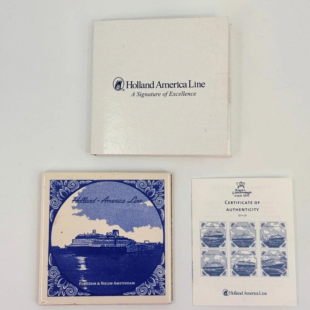 Royal Goedewaagen Coasters Blue Holland America Line Delft Tile Set